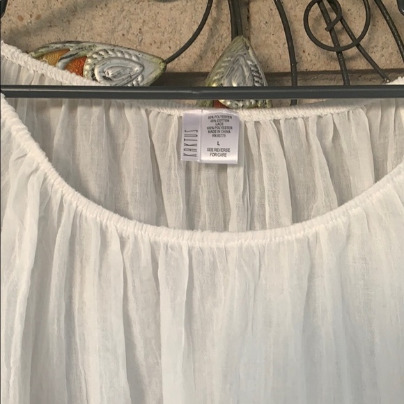 KAKTUS  COTTON LACE PEASANT BLOUSE YELLOW BLUE L - Picture 5 of 6